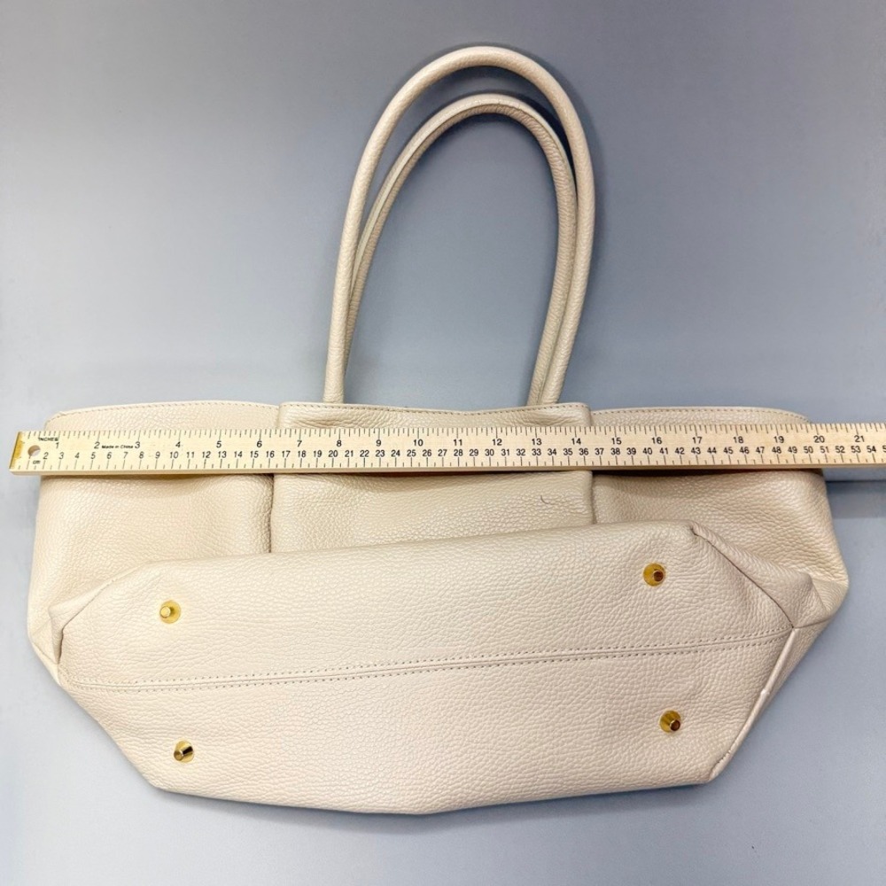 Isadora Italian Made Oversized Cream Pebbled Leather Tote Bag Summer Statement - Picture 10 of 16